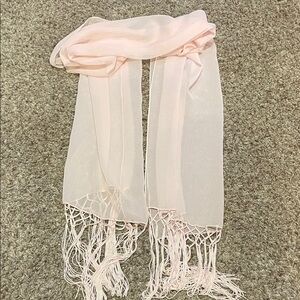 Elegant Pink Scarf with Fringe - 66” long